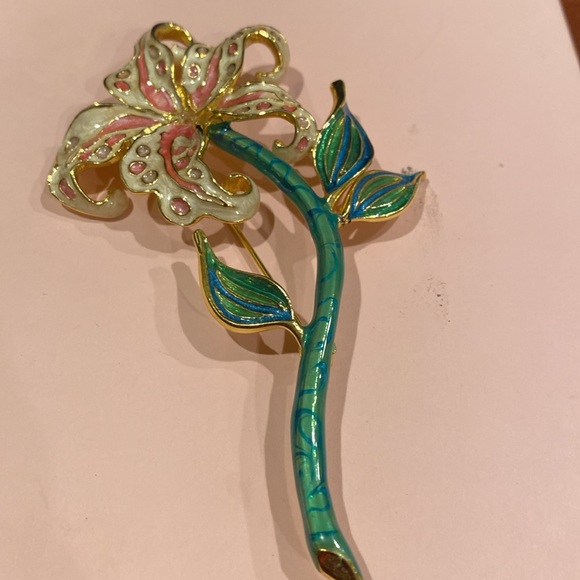 Bob Mackie Tiger Lily Brooch. Lots of Beautiful Enameling. - Picture 4 of 8